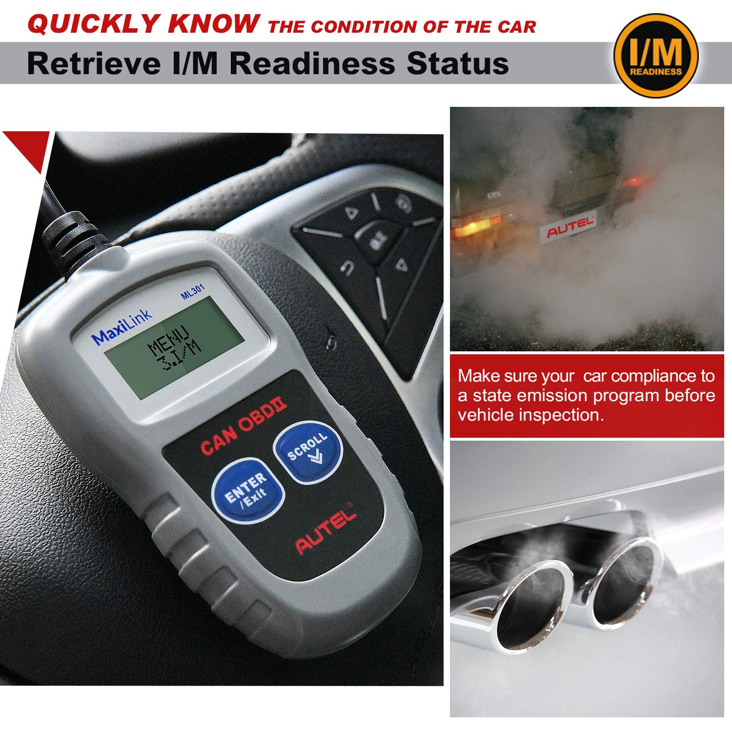 Autel MaxiLink ML301 OBD2 Scanner,Fault Code Reader with Reset and Turn off Check Engine Light(MIL),Upgraded Version of MS309