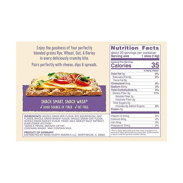 WASA MULTI GRAIN CRISPBREAD, 9.7 OZ, CRACKERS, NON-GMO INGREDIENTS, GOOD SOURCE OF FIBER
