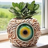 Sraseenomy Orange Monster Eye Planter Creative Unique Eye Plant Pot,Resin Succulent Plants Pot with Drainage, for Outdoor Gar