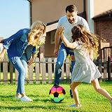 APOMOONS Inflatable Rainbow Soccer Ball 9 Inch PVC Neon Football with Hand Pump view 5