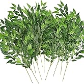 WEISPARK Artificial Italian Ruscus Greenery Stems, 10 Pack Faux Green Leaf Garland Branches Hanging Greenery Spray for Wedding Bouquet,Arch,Table Centerpieces and Home Decor
