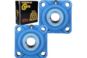 SGTR (2 Pack) Heavy Duty UCF205-16 Square Flange Bearing, Heavy Duty Industrial Grade, 1 inch Bore, Super Protective Seal, Self-Alignment, Chrome Steel and Solid Cast Iron Bearing Units