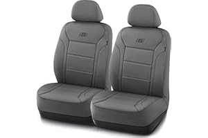 Skechers Memory Foam™ Car Seat Covers, Lycra Car Seat Protection & Thick Memory Foam™, Grey Two Front Seat Cover, Airbag Comp