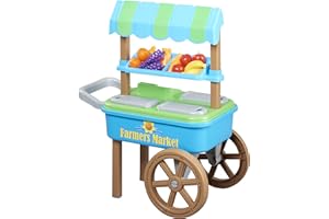 American Plastic Toys My Very Own Farmers Market Cart with 20 Accessories 23.75" x 15.25" x 29.75"