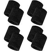 8 Pcs Sweatbands Sport Wristband, Tennis Wristband Moisture Wicking Cotton Terry Cloths Sweatband for Men and Women, Athletic Sweatbands for Running, Basketball, Football, Workout