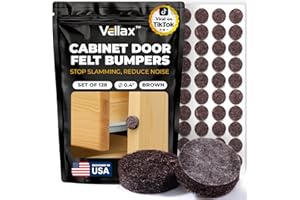 128 Cabinet Door Felt Bumpers – 0.4" Brown Self-Adhesive Sound Dampening Pads for Cabinets, Furniture, Glass & Wall Protection by Vellax