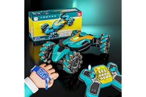 RWSEFK 4WD Gesture Sensing RC Stunt Car, 2.4GHz Remote Control Car with Music & Colorful Light, 360° Rotation RC Cars Transform Car Toys, Birthday Gift for Boys Kids 6-12 Years-Orange