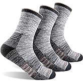 FEIDEER Men's Women's Hiking Walking Socks, Unisex Moisture Wicking Cotton Cushion Ankle Quarter Crew Socks with Arch Support