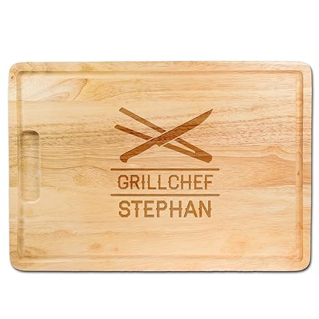 Schneidebrett aus Holz mit persönlicher Gravur für echte Grillmeister, als Küchenbrett, Holzbrett, Schneidbrett, Brotzeitbret