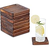 Wooden Coasters for Drink-Coasters Set of 8,Acacia Wood Drink Coasters Set for Coffee Table Decor, Modern Cup Coaster for Kitchen Accessories Cute Beer Bar Decorative Rustic Outdoor Coasters