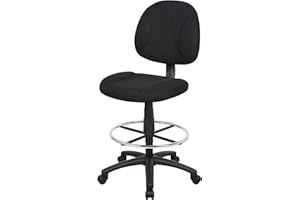 OCC Drafting Stool with Foot Ring and No Arms in Black Fabric Drafting Chair