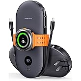 SwanScout Portable Charger for Samsung Watch 8 Classic/8/Ultra/7, 10000mAh Power Bank with Built-in Cables & Wall Plug, 302S Travel Battery Pack Compatible with iPhone, Samsung, and More