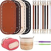 4+8pcs Purse Bottoms for Crochet Bags, 8.6×3.9 In PU Leather Purse Making Supplies Crochet Purse Kit with Purse Handles for Crochet Bags, Crochet Bag Kit with 2 Pcs Crochet Hooks DIY Purse Making Kit