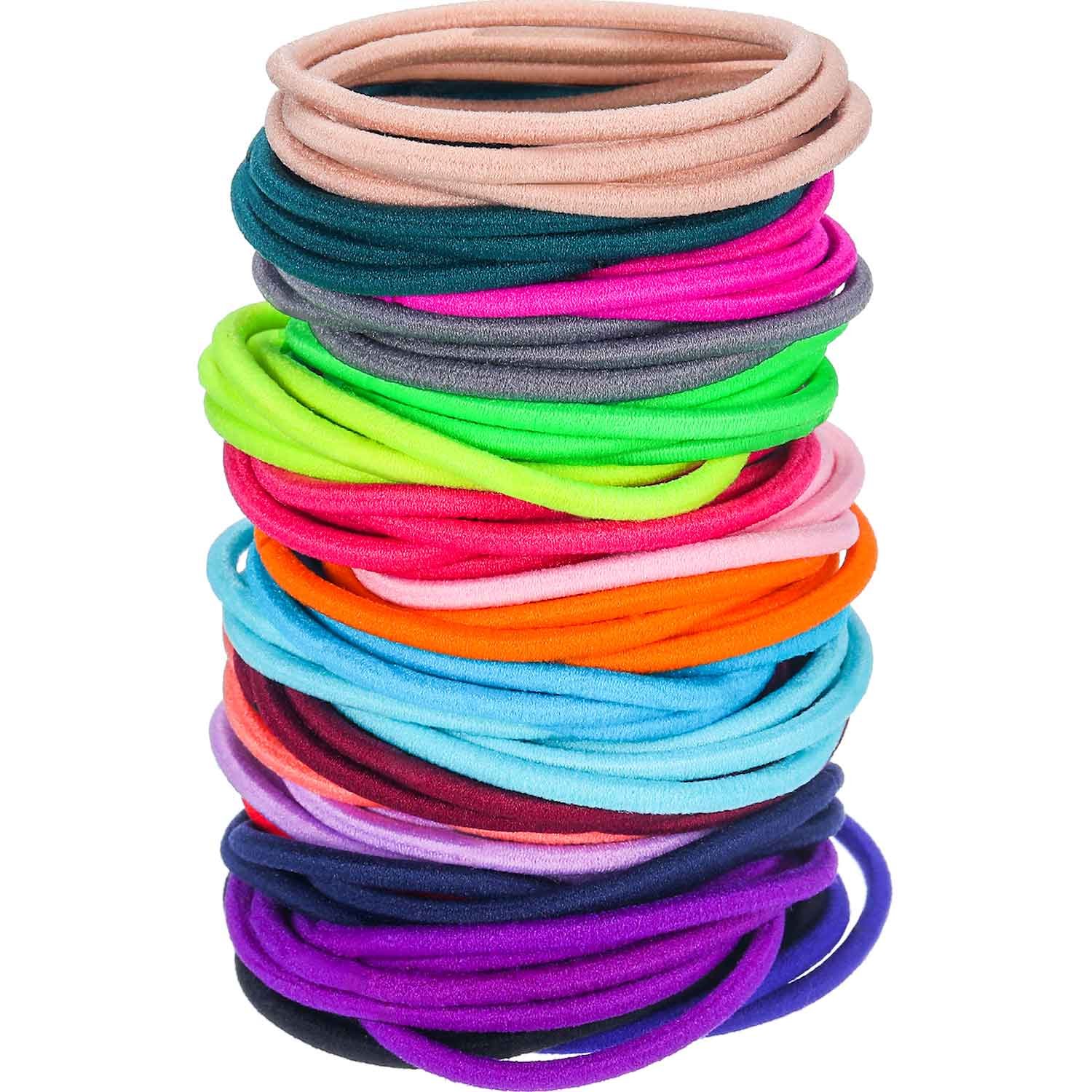 Photo 1 of 100 Pieces Hair Elastics Hair Ties Ponytail Holders Hair Bands (5 x 0.3 cm, Bright Color)