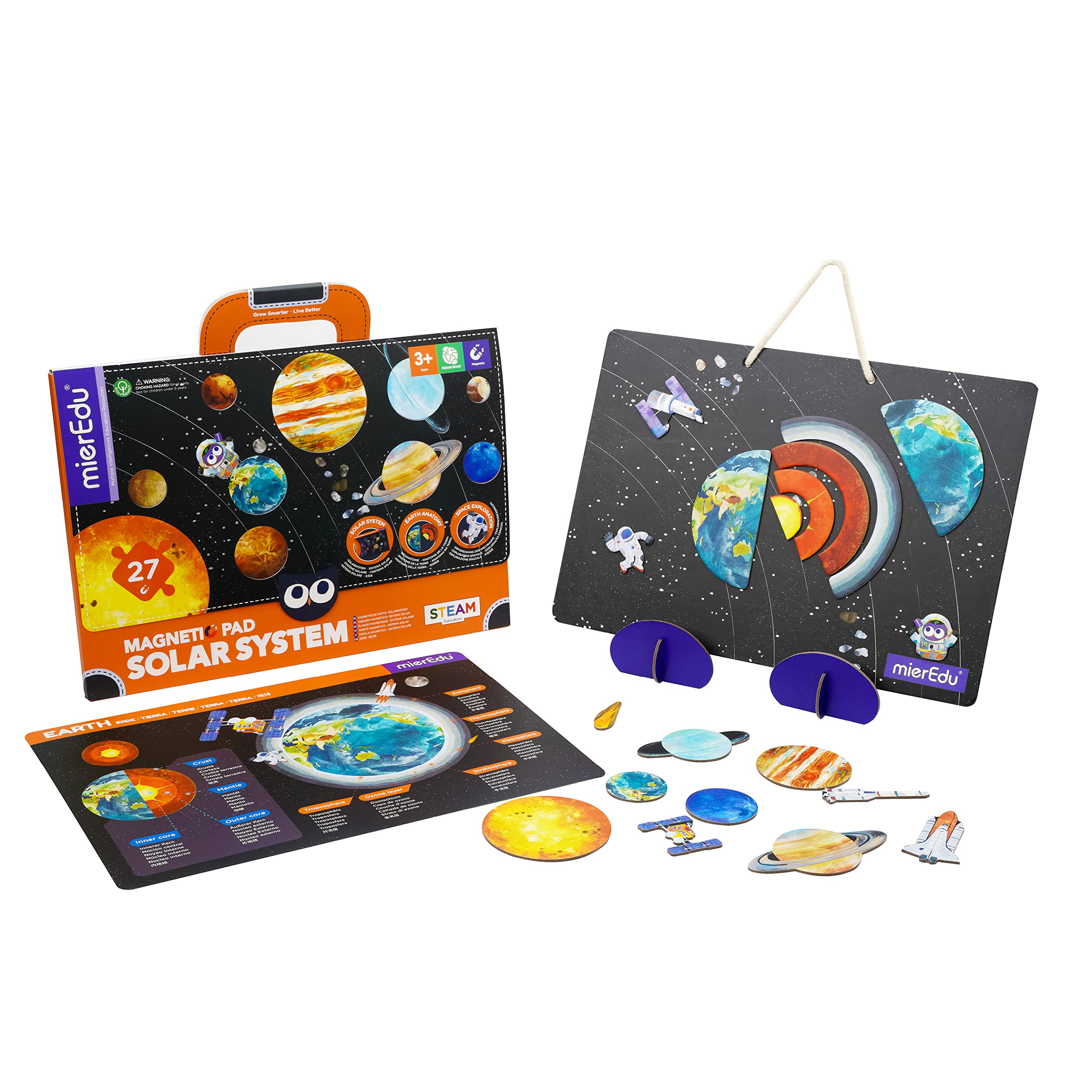 mierEdu Magnetic Pad - Solar System I Great Puzzle Set I Promotes Imagination + Creativity I Toy for Children I Magnetic Games for Children from 3 Years