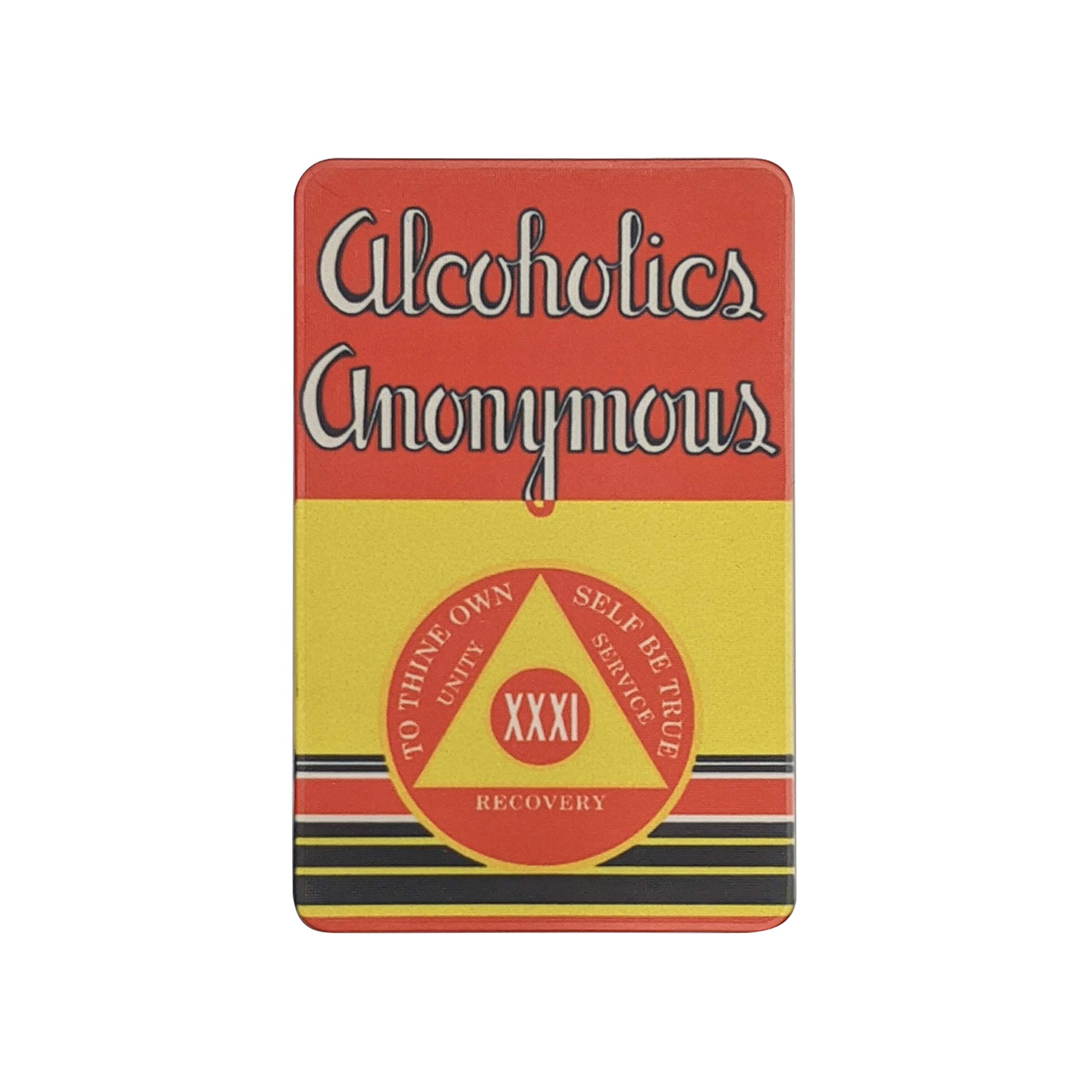 MYRECOVERYSTORE First Edition” Big Book Alcoholics Anonymous Rectangular AA Sobriety Chip with How It Works (Years 1-50 Offered) Wallet Card Style Recovery Chip (Year 31)