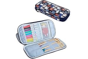 Teamoy Tunisian Crochet Hook Case(up to 11" long), Travel Organizer Bag for Afghan Crochet Hooks, Ergonomic Crochet Hooks, Kn