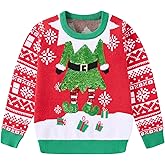 Funnycokid Toddler Ugly Christmas Sweater Girl 2-6 Years Sequin Knit Tacky Boys Xmas Holiday