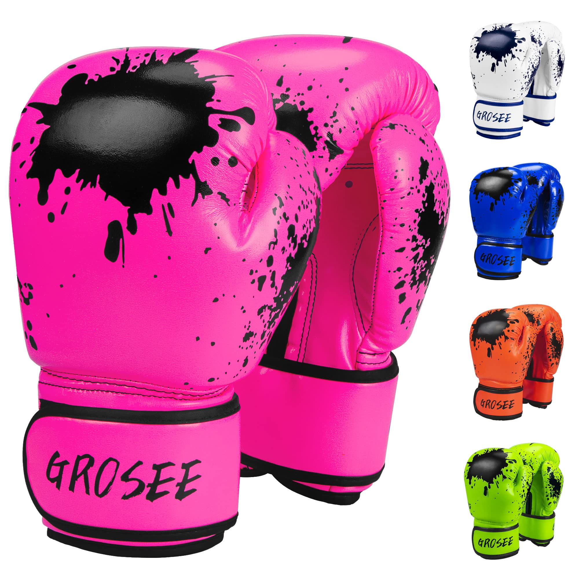 Kids Boxing Glove 6oz 8oz, Youth, Boys and Girls Training Sparring Gloves for Punching Bag, Kickboxing, Muay Thai, MMA, UFC, Gift for Age 6-15 Years (Pink, 8 oz (80-105 lbs))