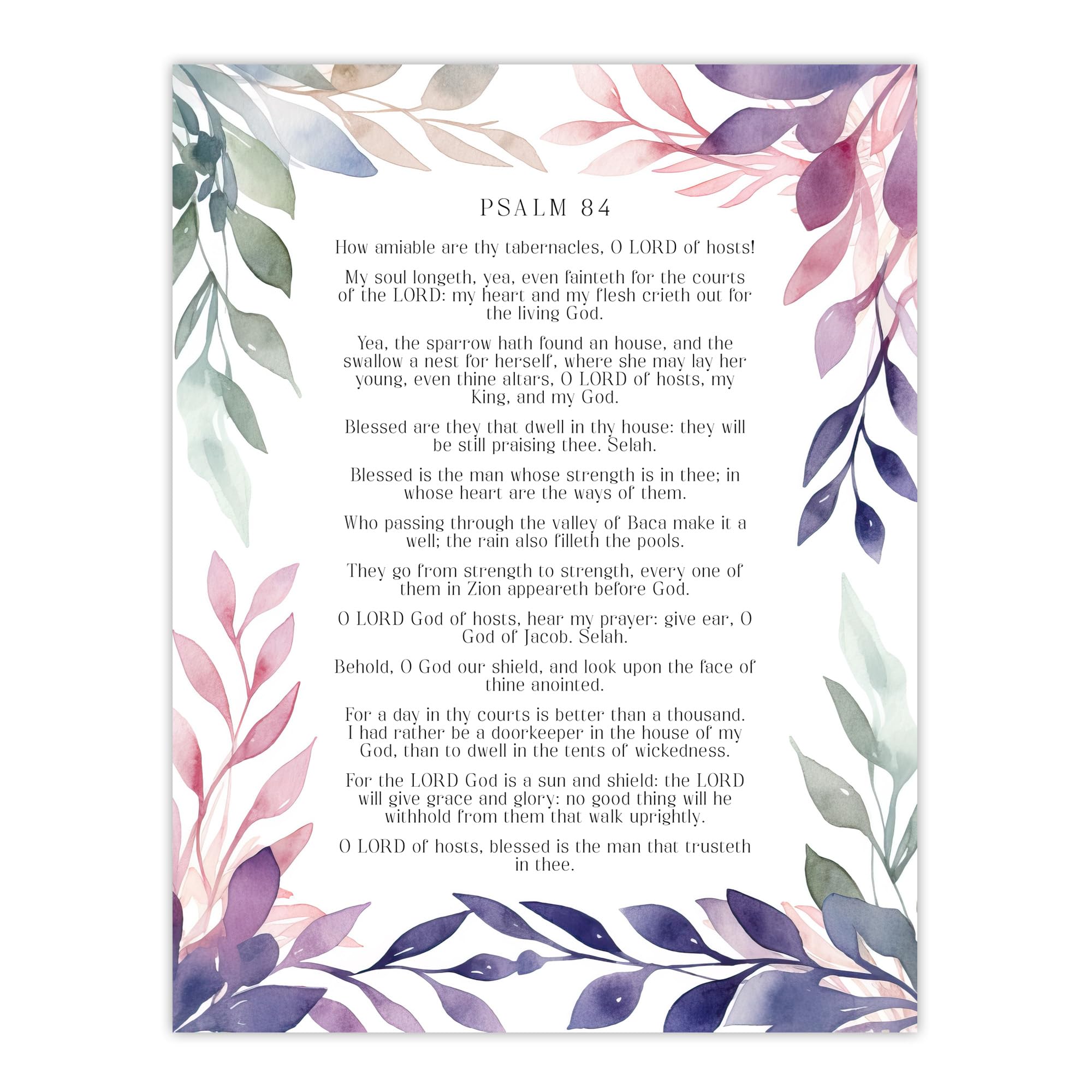 Artery8 Psalm 84 Day in Thy Courts Better than Thousand Elsewhere Pearl of Psalms Jesus Christ Christian Bible Faith God Quote Revelations Flowers Artwork Extra Large XL Wall Art Poster Print