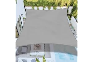 Bynbbur Sun Shade Sail 24'x24' Rectangle Light Gray Permeable Curved Edge Canopy Heavy Duty Sun Sail for Patio Backyard Party Outdoor Activity Custom Commercial Standard
