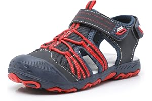 Ahannie Boys Girls Outdoor Sport Sandals,Kids Closed Toe Beach Sandals, Toddler Summer Shoes