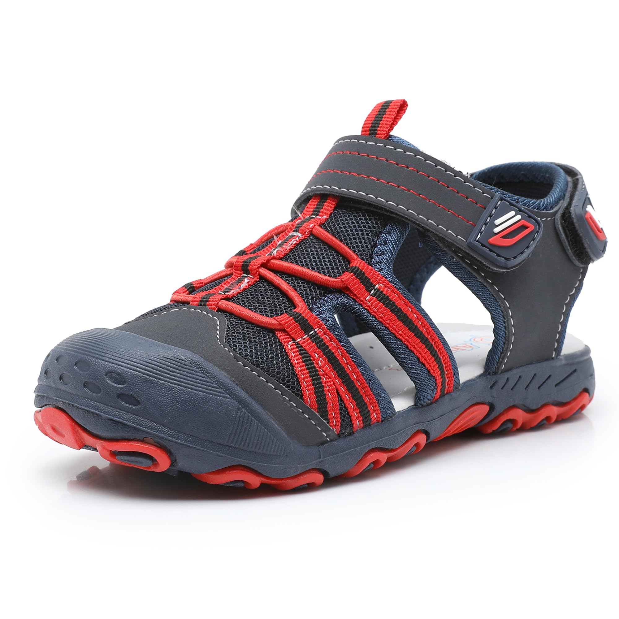 Photo 1 of Ahannie Boys Girls Outdoor Sport Sandals, Kids Closed Toe Beach Sandals, Toddler Summer Shoes (Red-7)