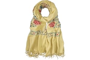 Urban CoCo Women's Embroidered Tassel Long Shawl Oversize Scarf Wraps for Women