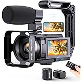 4K Video Camera Camcorder, Vlogging Camera for YouTube with Microphone, Digital Camera Remote Control and Touch Screen,Night 