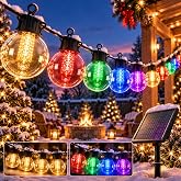 FREECUBE 50FT Solar String Lights Outdoor Waterproof, 25LEDs G40 Globe Shatterproof Bulbs,Warm White &amp; Multicolor,8 Modes,Timer, Solar Powered Patio Lights for Backyard, Porch, Garden, Wedding Decor