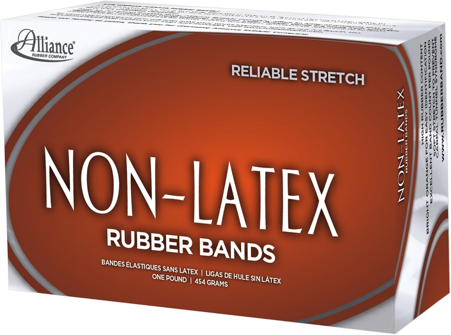Alliance Rubber 37646#64 Non-Latex Rubber Bands, 1 lb Box Contains Approx. 380 Bands (3 1/2" x 1/4", Orange) : Office Products