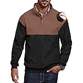 Herberton Men's Thermal Fleece-Lined Sweatshirt Textured Heavyweight Elbow Patches Pullover with Pocket (S-2XL)