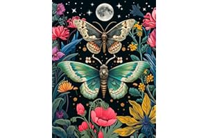 FILASLFT Diamond Painting Kits for Adults, Butterfly Diamond Art Kit,Colourful Round Flower Gem Art Painting for Adult,DIY 5D Paint by Diamonds Art Crafts for Wall Gift Decor (Moon⋆,12x16inch)