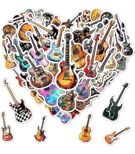50 Love Guitar Aufkleber – Wasserdicht, Vinyl, Für Laptop, Skateboard & Mehr
