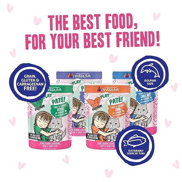 WERUVA B.F.F. PLAY – BEST FELINE FRIEND PATÉ LOVERS, AW YEAH!, PATÉ PARTAY! VARIETY PACK, 3OZ POUCH (PACK OF 12)