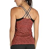 icyzone Women's Activewear Workout Yoga Spaghetti Strap Racerback Tank Top with Built in Bra