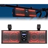 KEMIMOTO UTV Sound Bar 16 Inch ATV SoundBar Golf Cart Sound Bar SXS Speakers Bluetooth-Compatible with Multicolor LED Lighting Compatible with Polaris RZR Can-Am Defender Maverick X3 CFMOTO ZFORCE