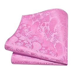 GUSLESON Mens Pink Tie Paisley Wedding Solid Silk