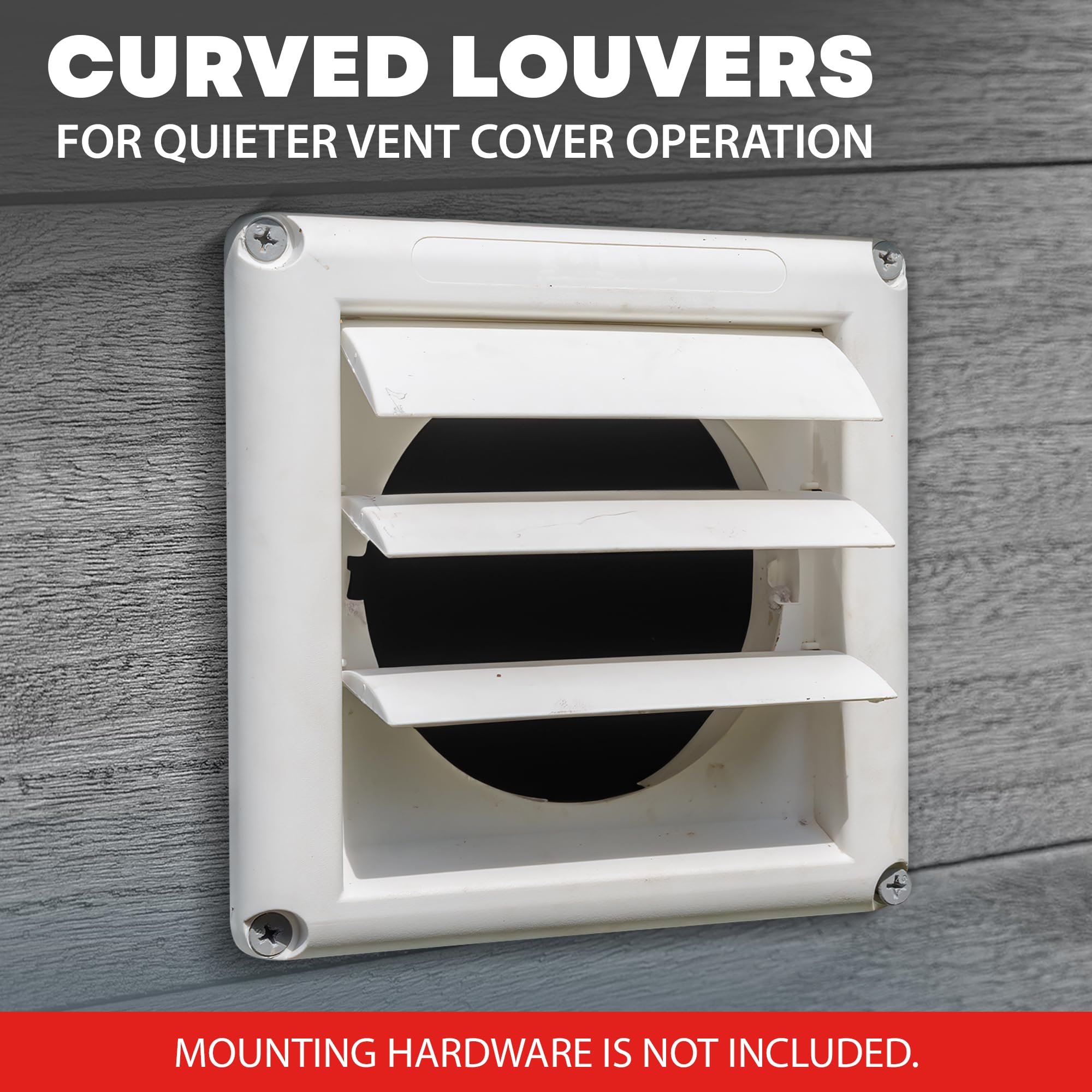 Deflecto Supurr-Vent Louvered Weather-Resistant Outdoor Plastic Dryer Vent Cover for 4 inch Pipe, UV Protection for Maximum Airflow Efficiency & Long-Lasting Durability | 6 inch x 6 inch Size | White