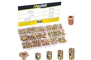 Mardatt 150PCS M6 x 10/12/15/20mm Barrel Nuts, Yellow Zinc-Plated Carbon Steel Cross Dowels Slotted Barrel Nut, M6 x 15mm Thr