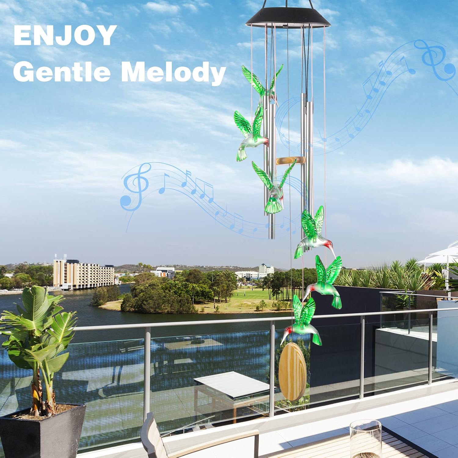 DesGully Wind Chimes, Hummingbird Solar Wind Chimes for Outside, Aluminum Tubes Memorial Wind Bell for Garden/Patio Decor Thanksgiving Gifts for Mom, Wife, Grandma Neighbors(25 Inch Deep Tone) : Garden & Outdoor