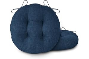 FlyGulls Round Chair Cushions with Ties 16" x 16" x 3" Thick Round Cushions Set of 2 for Indoor Furniture Comfy Circle Seat P