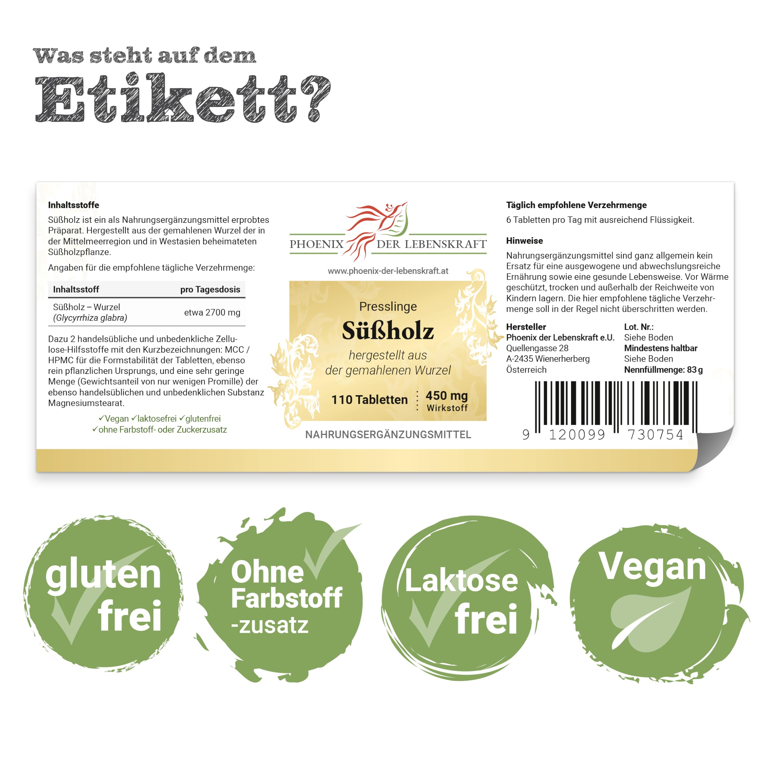 Süßholz Tabletten à 450mg Wirkstoff (Glycyrrhiza glabra, Süßholzwurzel), Premium Qualität, Hergestellt in Österreich, Tabletten statt Kapseln, Vegan 7