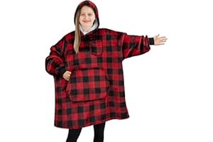 PAVILIA Wearable Blanket Sweatshirt Kids Boy Girl, Warm Cozy Giant Hoodie, Fleece Sherpa Oversized Hood Sleeves, Big Pocket