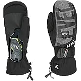 Level Fly Ski & Snowboard Mittens – Biomex Wrist Protection, Membra‑Therm Plus Waterproof Insert, Over‑Cuff Gauntlet w/Elastic Cord, Removable Fleece Liner, Warmth Index 3000 – Black-Grey, 8 - M