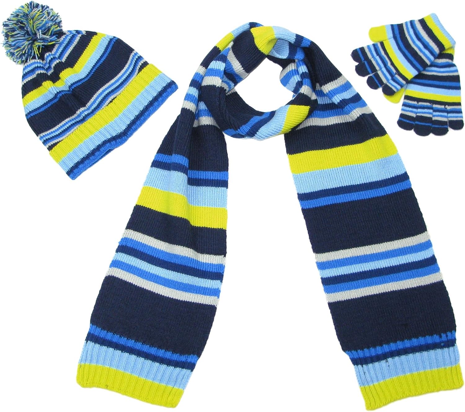 Scarf Hat and Glove Set for Boys Colourful striped scarves for