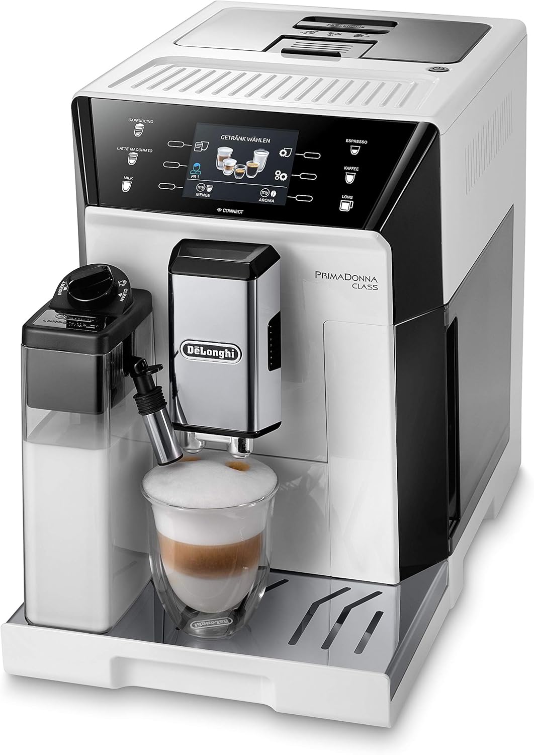 De'Longhi PrimaDonna Class ECAM 556.55.W – Kaffeevollautomat mit integriertem Milchsystem - Kaffeevollautomat mit Milchtank