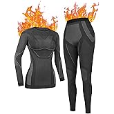 ATTRACO Seamless Thermal Underwear for Women Long Johns Thermal Suit Stretchy Ski Base Layer Set
