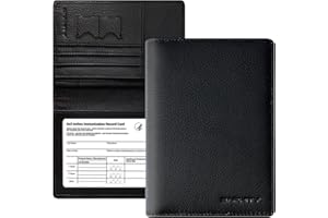 BAPHITY Genuine Leather Passport Holder Wallet Cover Gift for Women and Men-Gifts for Dad from Daughte-Travel Essentials Rfid Passport document Holder with Zipper Slot (Black)