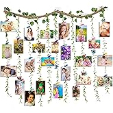 Otoevin Hanging Photo Display Wall Decor,Artificial Hemp Rope Vine Tree Plant DIY Picture Photo Frame Collage Set with 40 Colorful Clips and 8 Butterfly Decor,39.3x31.5 Inch